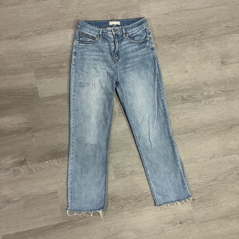 High Rise Straight Blue Denim Jeans - Picture 2 of 3
